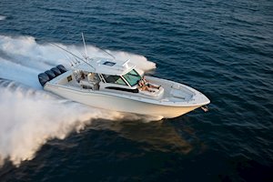 Grady-White Canyon 456 45-foot center console fishing boat running fast