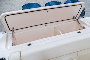 Grady-White Freedom 335 33-foot dual console fishing boat aft fish box