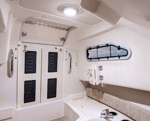 Grady-White Gulfstream 232 23-foot walkaround cabin fishing boat cabin interior door