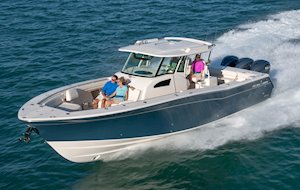 Grady-White Canyon 376 37-foot center console boat running bow forward