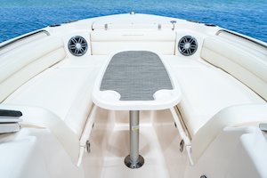 Grady-White Freedom 215 21-foot dual console bow seats and table