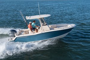 Grady-White Fisherman 216 21-foot center console boat running starboard side