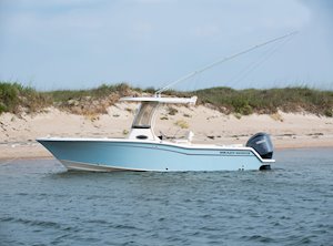 Grady-White Fisherman 236 23-foot center console boat profile beach