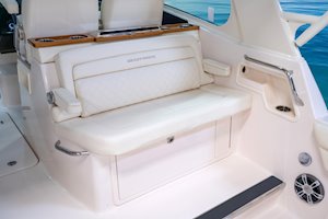 Grady-White Freedom 415 41-foot dual console fishing boat aft-facing bench seat