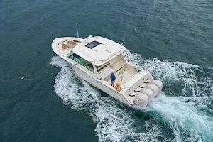 Grady-White Freedom 415 41-foot dual console fishing boat aerial view