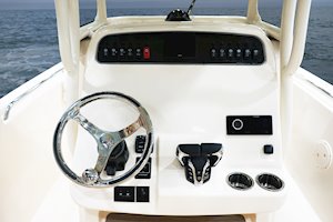 Grady-White Fisherman 257 center console helm overall shown with optional helm master